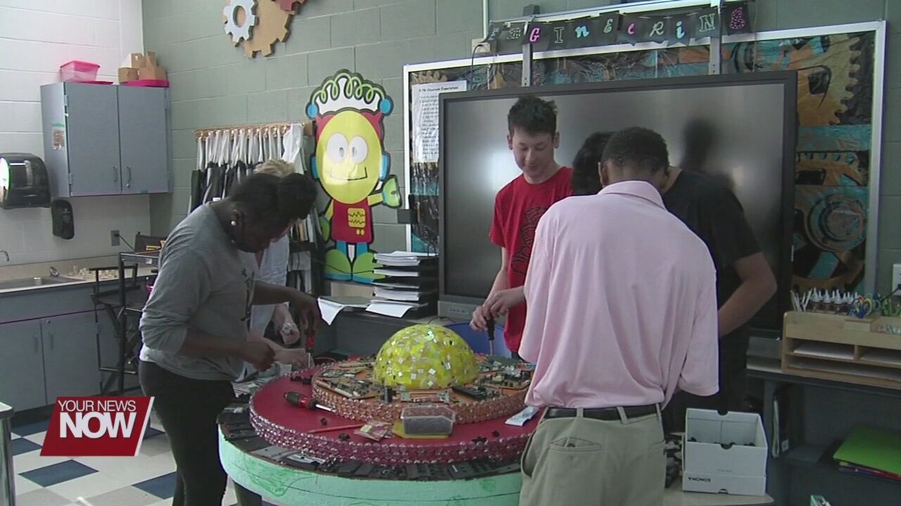 Lima students recycle old computer parts to make unique art